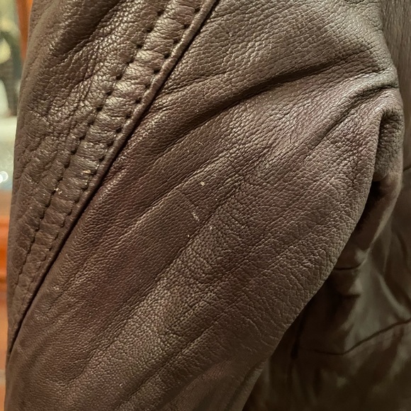 Genuine Leather Brown Moto Jacket - Picture 5 of 10